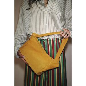 ZARA Suede Leather Bag Mustard Yellow Rare Sold Out